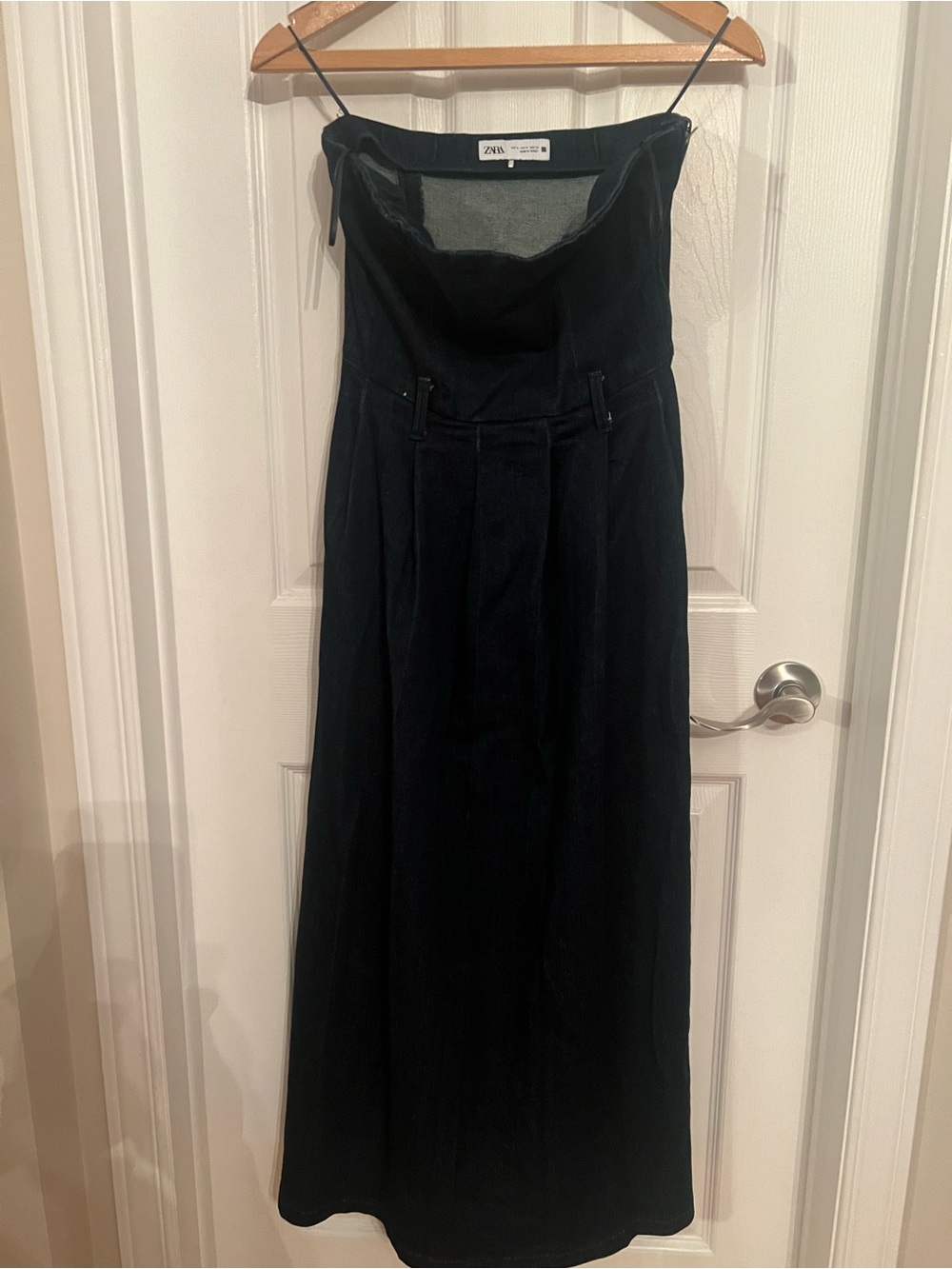 Zara dark blue DENIM Strapless Dress